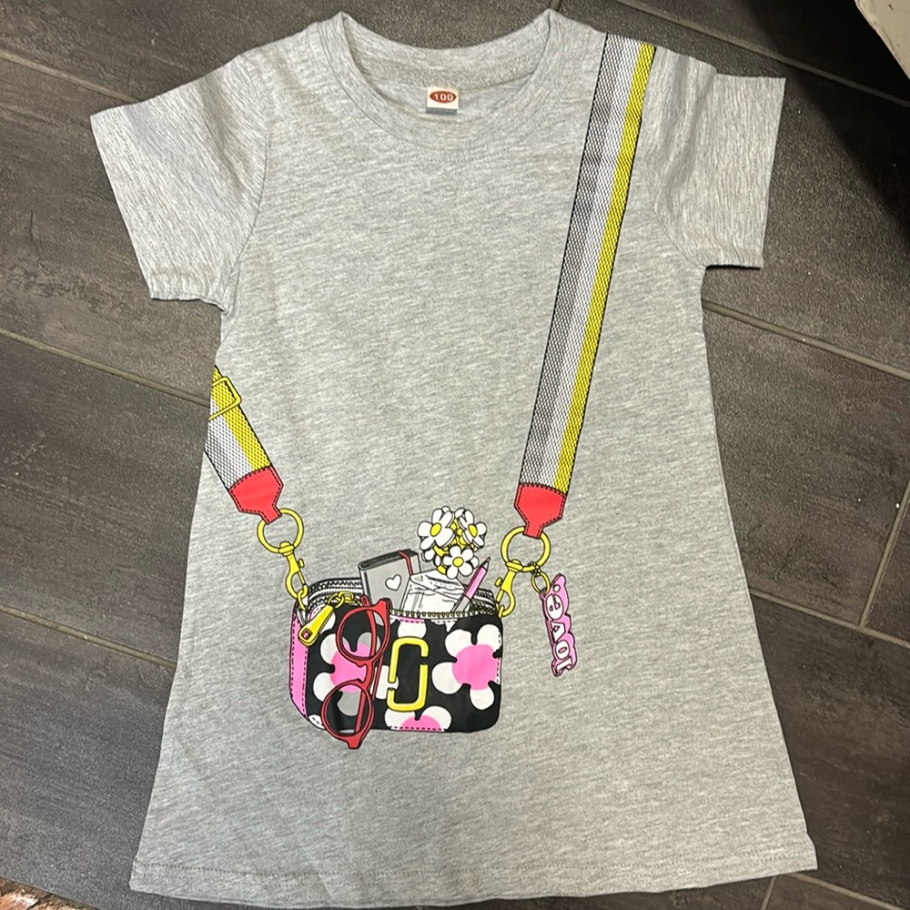 Short Sleeve Grey Cute Purse Dress